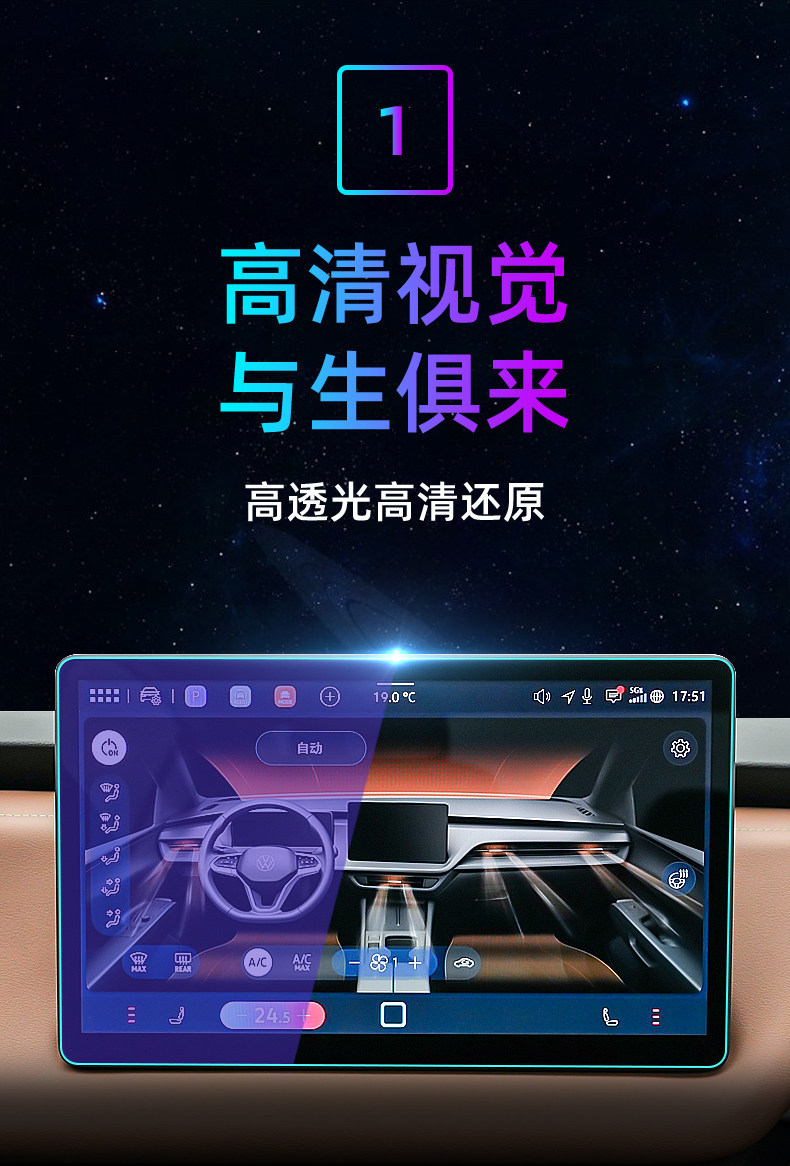 Suitable for 26 models of Volkswagen Sagitar S, central control tempered film, car navigation screen protector, display screen protective film, instrument panel