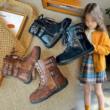 女童时尚百搭赛车马丁靴2025年秋季新款小女孩跨境靴子中大童靴