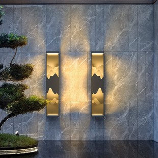 Outdoor strip wall lamp courtyard gate lamp exterior wall lamp hotel doorpost solar energy new Chinese style