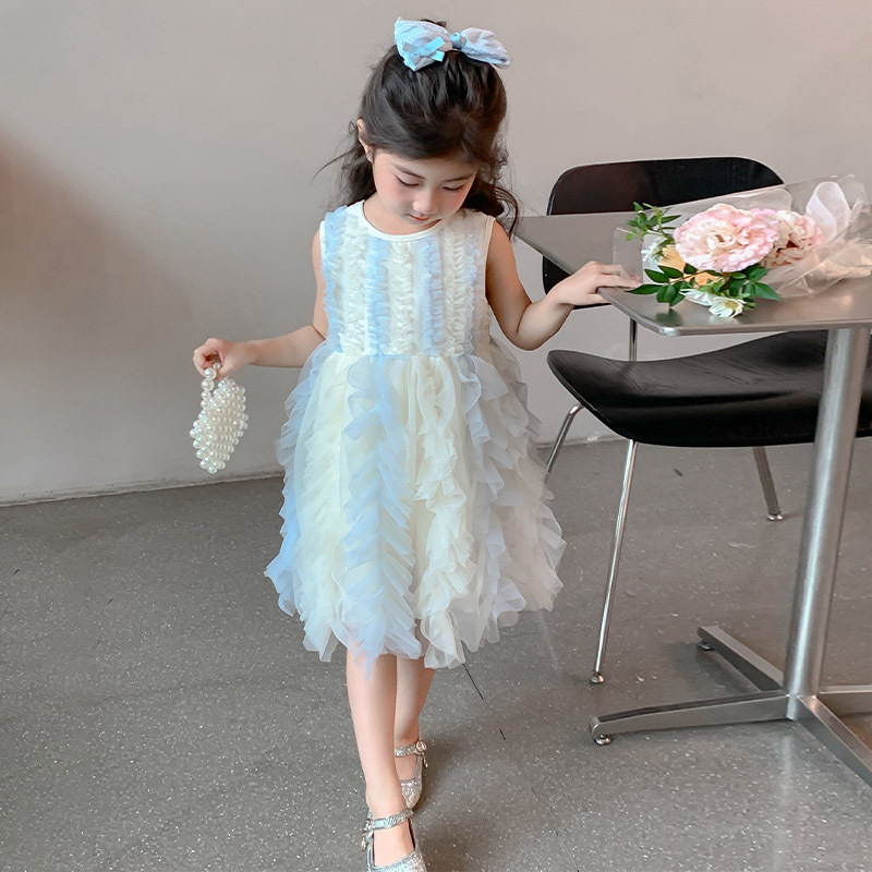 Girls' Summer Dress 2026 New Style for Young Children, Puffy Skirt, Summer Baby Girl Layered Tulle Cake Dress