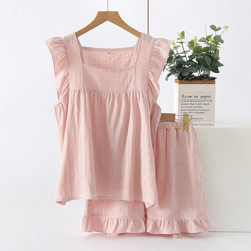 Summer Pure Cotton Sleeveless Tank Top Shorts Home Wear Women's Thin