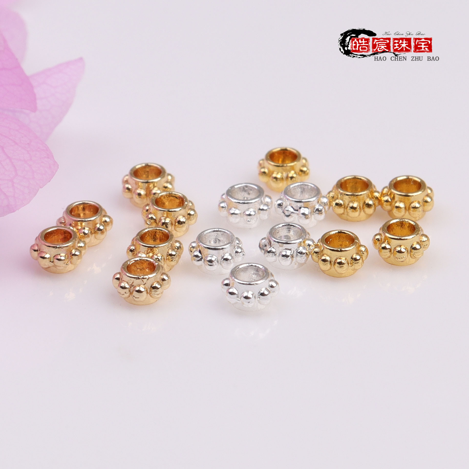 14K gold color retaining round Dot beads small gold beads diy bracelet necklace beaded jewelry accessories loose beads