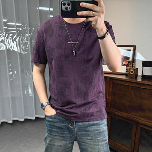 Cotton and Linen T-Shirt Short-Sleeved Men's Summer 2025 New Versatile Youth Round Neck Half-Sleeved Men's Thin Linen T-Shirt