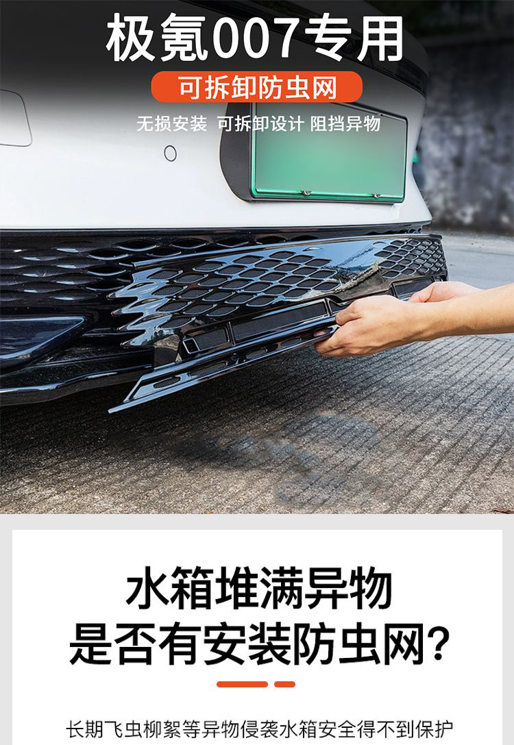 Suitable for Zeekr 007 Front Grille Insect-Proof Net, Water Tank Cover Protective Net, Front Grille Condenser Protection Anti-Mouse Net