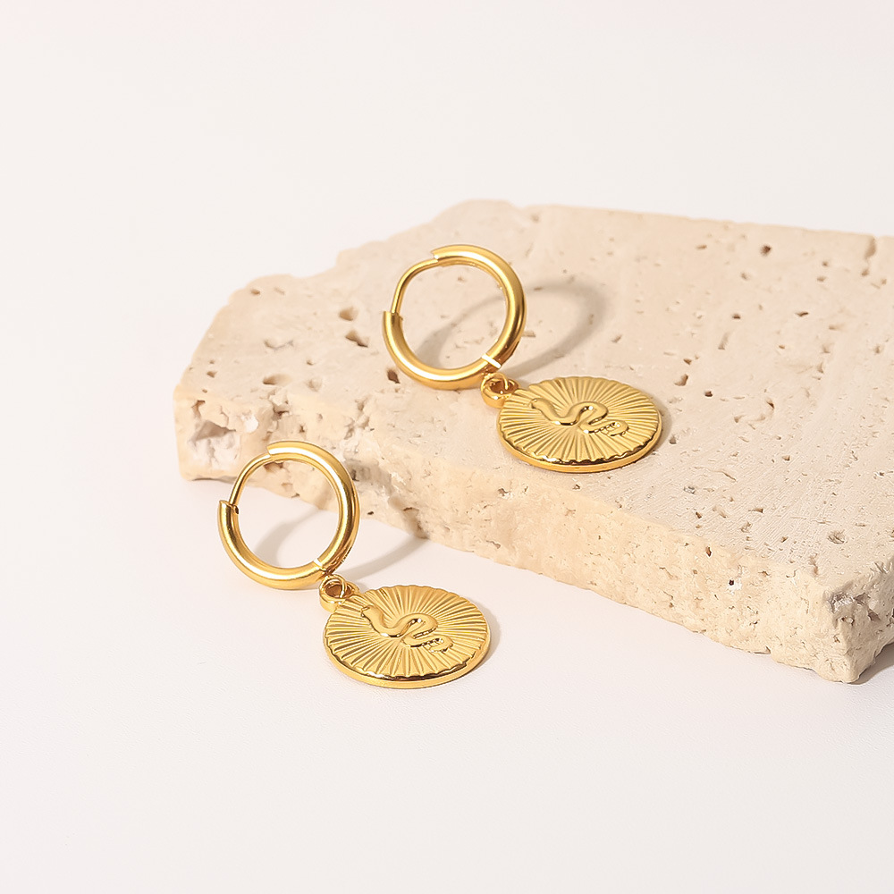 Casual Snake Stainless Steel Drop Earrings Gold Plated Stainless Steel Earrings