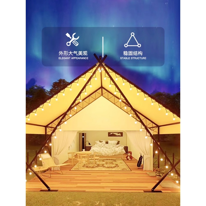 Campamento de lujo salvaje de estilo europeo tienda de campaña hotel de campamento cortina de sombra de sombra de resort escénico en línea popularidad de alojamiento de cabaña