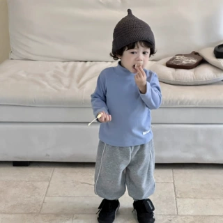 儿童秋冬2026新款宝宝衣服韩版童装男童半高领打底衫加厚卫裤套装