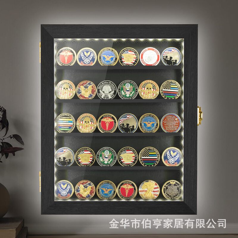 Wooden Led Military Challenge Commemorative Coin Display Frame Medal Award Storage Crafts Collection Picture Frame Acrylic Wooden Led Military Challenge Commemorative Coin Display Frame Medal Award Storage Crafts Collection Picture Frame Acrylic