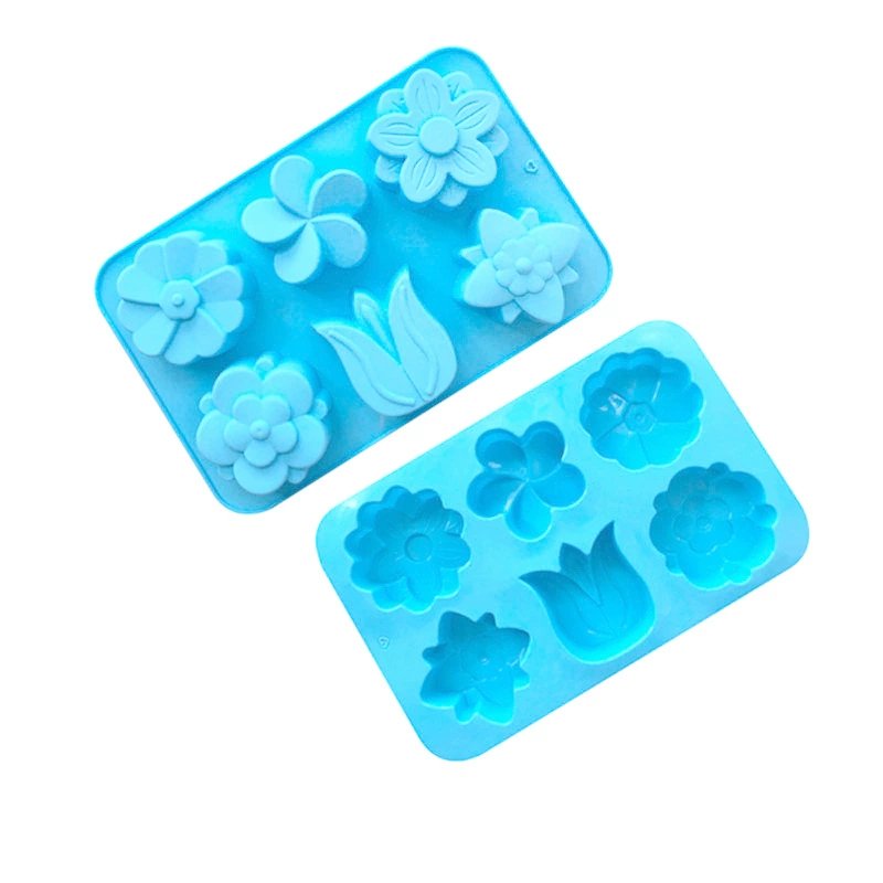 Spot wholesale 6 connects different flower -shaped silicone cake model Handmade soap modeling aromatherapy Gypsum mold tulip model