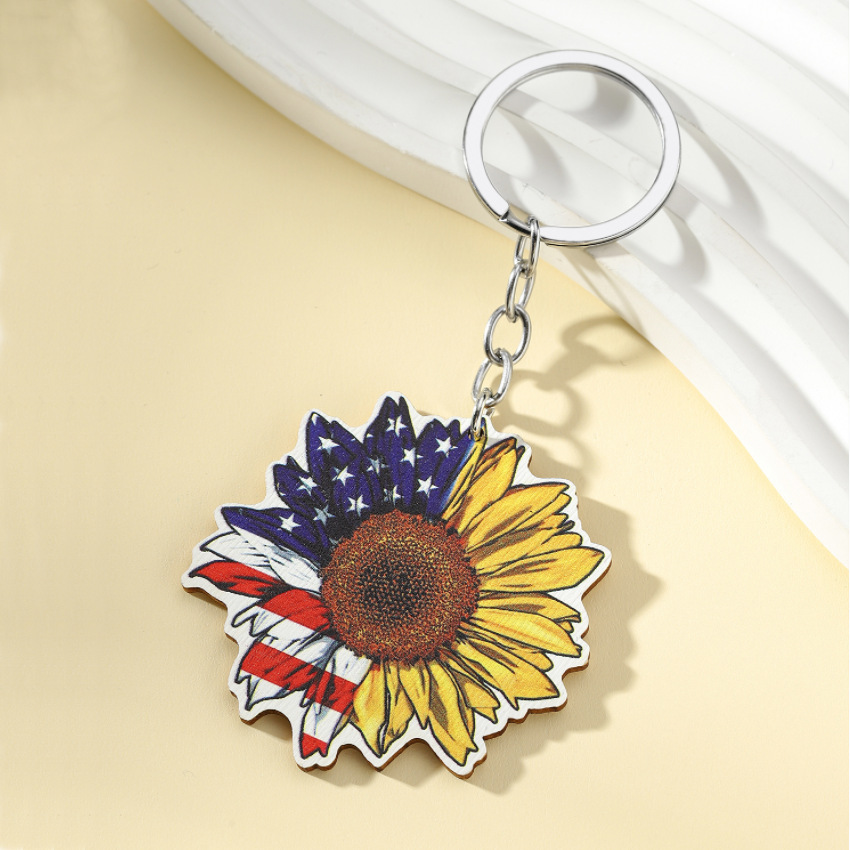 13g Weight Keychain Classification 1 Piece Quantity Daily Occasion Wood Material American Flag, Eagle Pattern Unisex Gender Retro Style 1 Piece Retro American Flag Eagle Wood Unisex Keychain 5