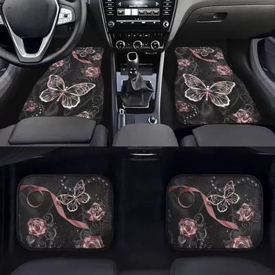Cross-Border American flower butterfly easy to clean Crystal velvet decorative foot mat Amazon one-piece delivery