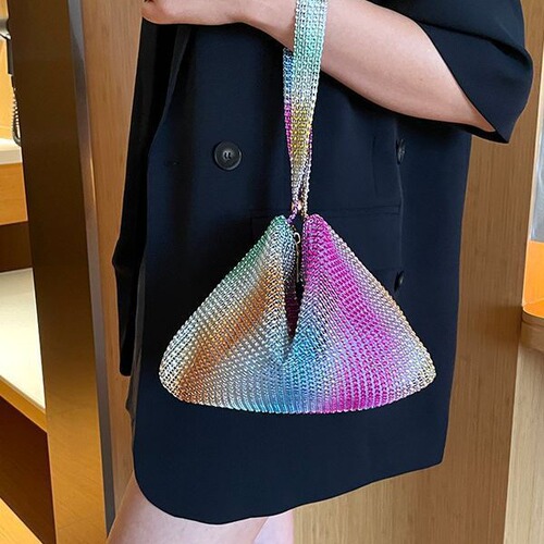 Bag Women's Handbag  Underarm Bag New Simple Fashion Handheld Color Water Diamond Shoulder Bag Underarm Evening Bag