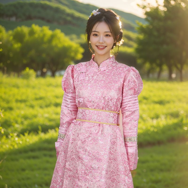 핑크 몽골리안 로브 + 벨트