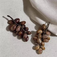 天然秋红玉石葡萄中古家居创意摆件茶室书房桌面家居装饰品摆件