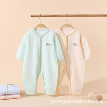 新生婴儿连体衣服春秋纯棉0-3个月初生宝宝哈衣爬服无骨长袖