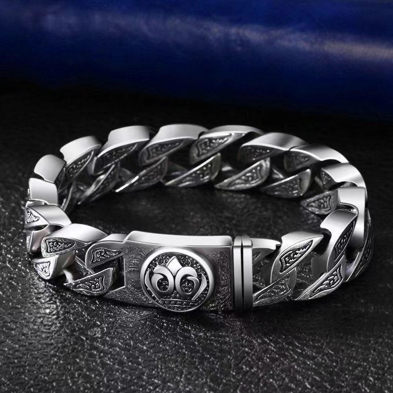 Nuevo retro hombres pulsera personalidad moda máquina amigo Rock viento anillo hebilla pulsera domineering rugosa pulsera