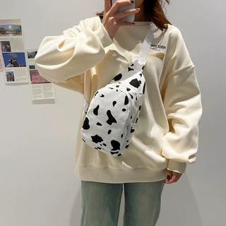 流行印花帆布小包包潮流斜挎小清新少女胸包时尚外出手机零钱包