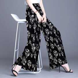 春秋新款阔腿裤女2023时尚雪纺休闲裤秋款大码百搭裤子有口袋