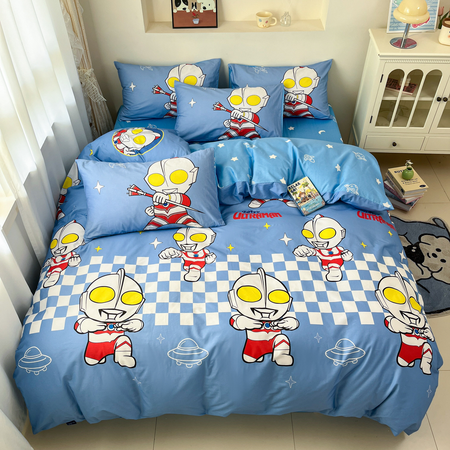 Children's Altman Pure Cotton Four-piece Set Boy's Cotton Cartoon Bed Cover Three-piece Set Bedding Quilt Cover Nantong
