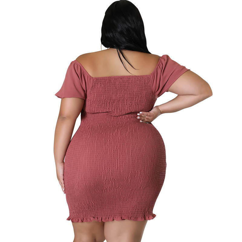 MY978 plus Size Women's Summer Off-Shoulder Bodycon Dress European American Style Regular Thickness All Pieces Included_ecoleips.com