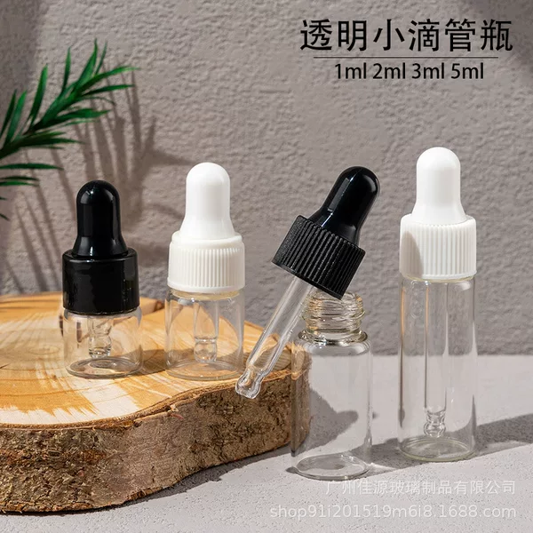 in stock transparent small dropper bottle 1ml2ml5ml 3ml essence cosmetic sample essence stock solution is bottled