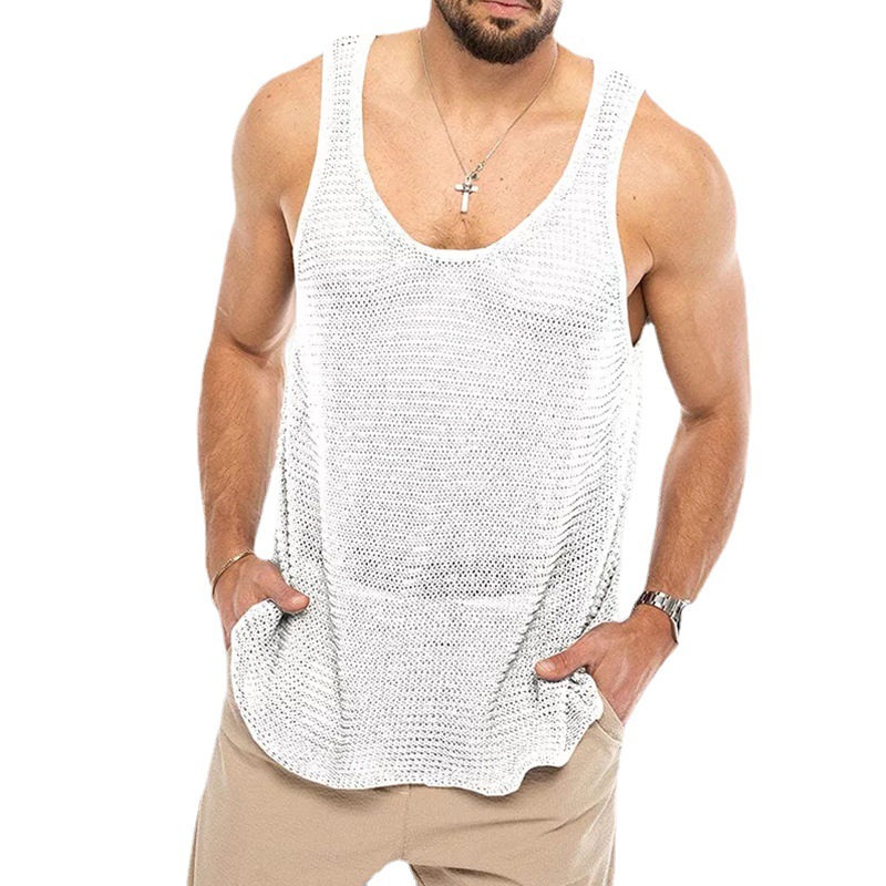 Sweater Summer Loose Sleeveless Knitted Vest Sports Muscle Men's Clothing_voghion.com