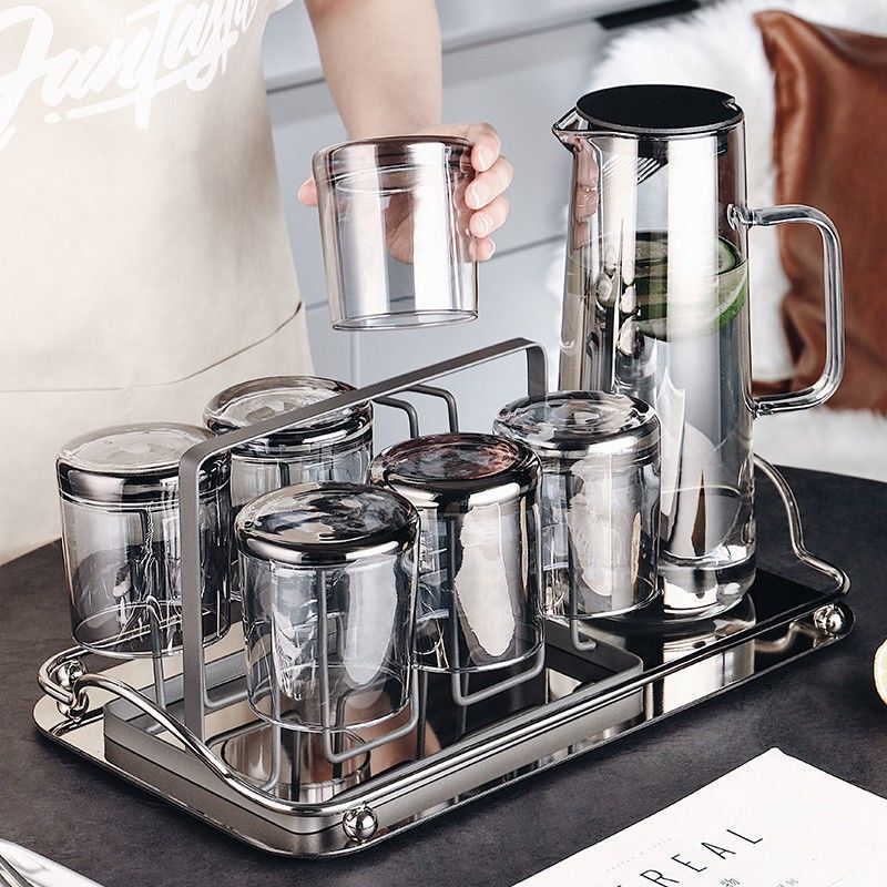 Light luxury water set suit household cold water bottle suit living room Cup tray ins style family hospitality drinking water suit