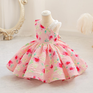 Girls' Princess Dress Color-matching Children's Dress Girls' Dress High-end Children's One-year-old Dress Wedding Dress Women's Treasure Dress