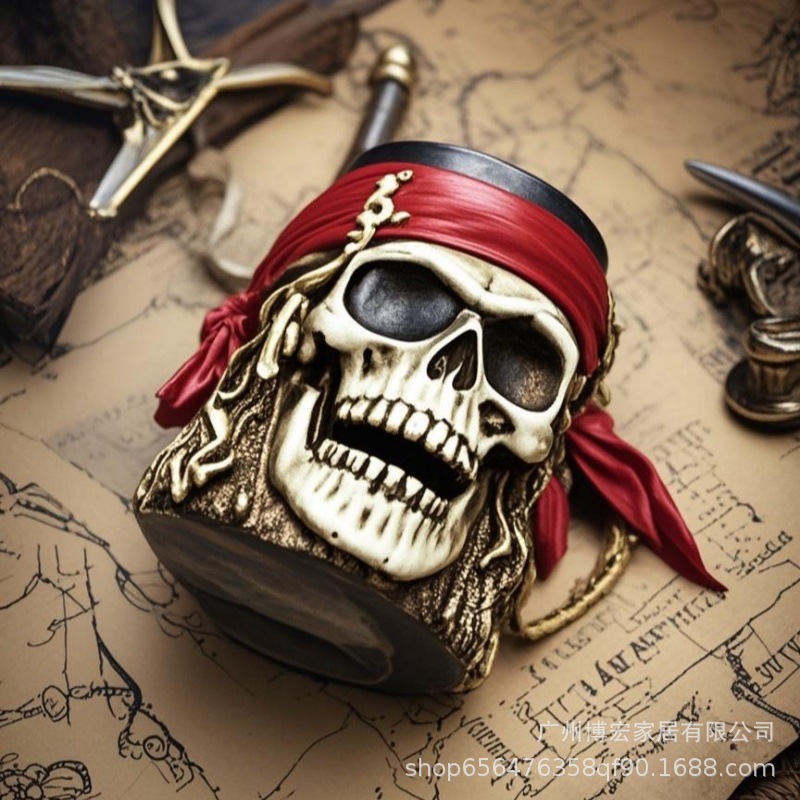 Personalidad creativa American Pirates of the Caribbean Skull Vaso de vino Viking Pirate Jarra de cerveza Taza de acero inoxidable