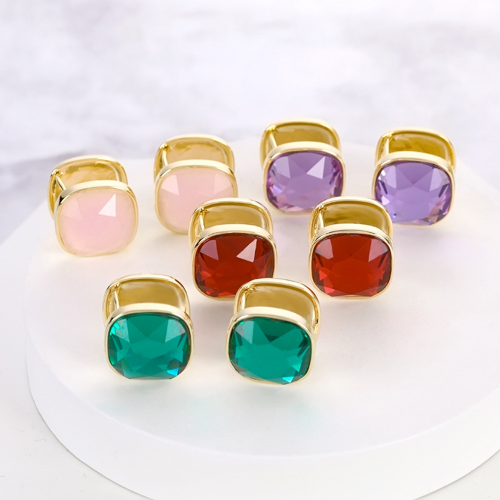 Square elegant cute earrings with zircon