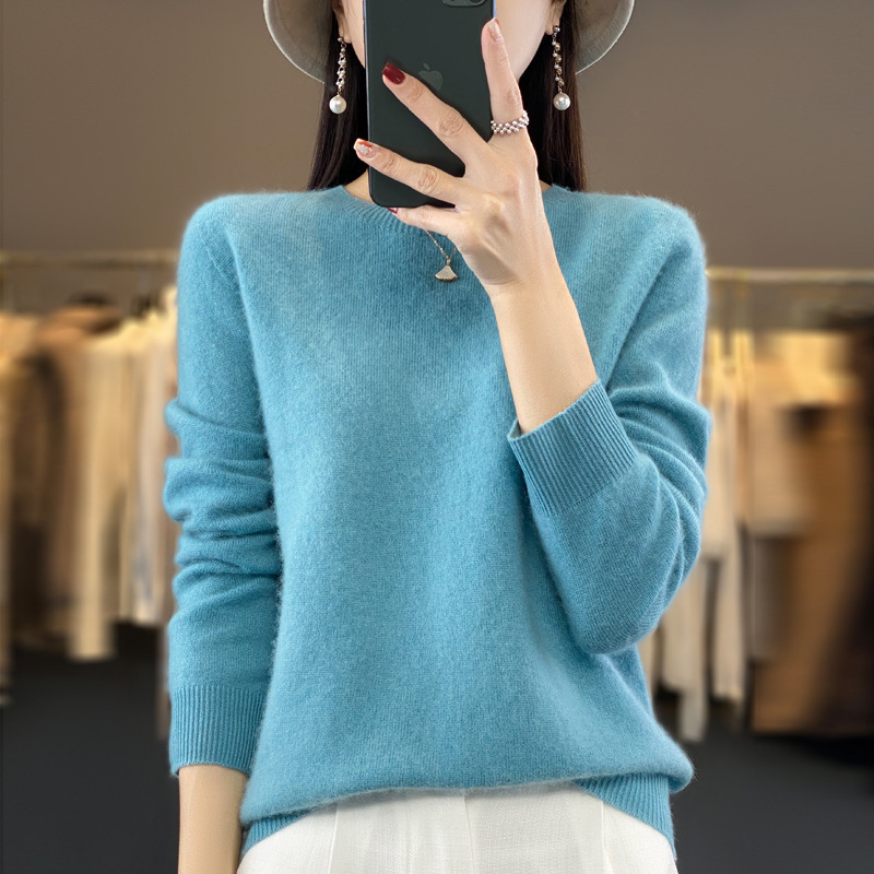秋冬季新款羊毛衫女式100%纯羊毛内搭圆领套头羊毛针织衫毛衣|undefined