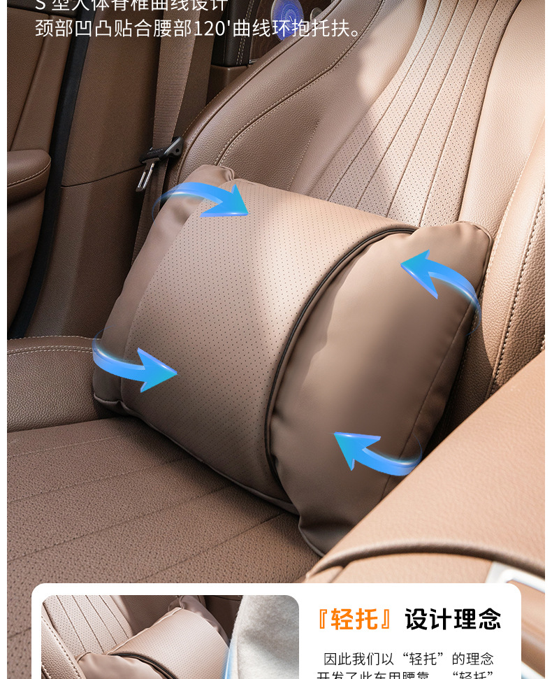 2025 New Car Headrest and Lumbar Cushion, Universal for All Seasons, Breathable Neck Pillow, Car Pillow, Lumbar Support Pillow for Seats