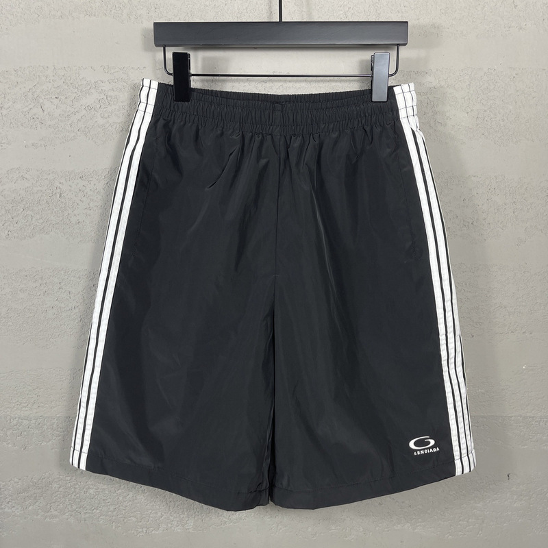 High Version 2025 New B Brand Classic Logo Embroidered Nylon Drawstring Shorts with Side Splicing Loose Five-Point Pants