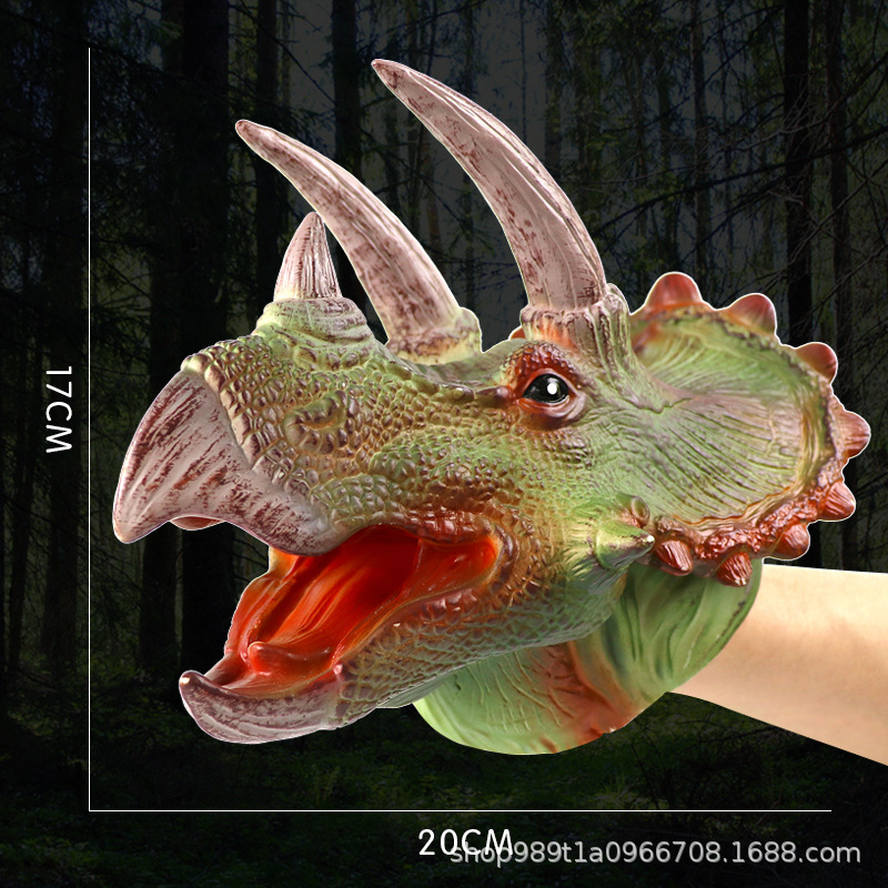 Guantes de títeres de mano de dinosaurio, goma blanda, tiranosaurio, triceratops, simulación de tiburón, modelo animal, puesto, brazo de tiburón, juguete transfronterizo