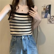 小背心气质别致条纹吊带背心女内搭夏季小众外穿修身短款辣妹上衣