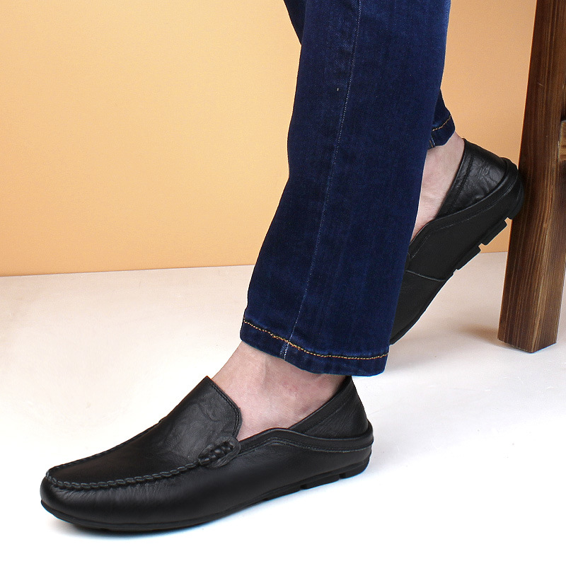 Atmungsaktive, flache, lässige Business-Schuhe für Herren, Loafer, Leder-Fahrschuhe_voghion.com