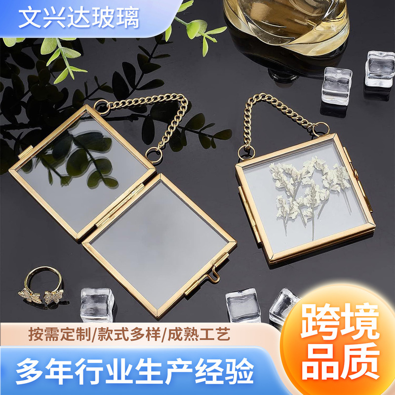 Metal photo frame welded European-style brass hanging photo frame transparent mini DIY pressed flower art commemorative photo frame