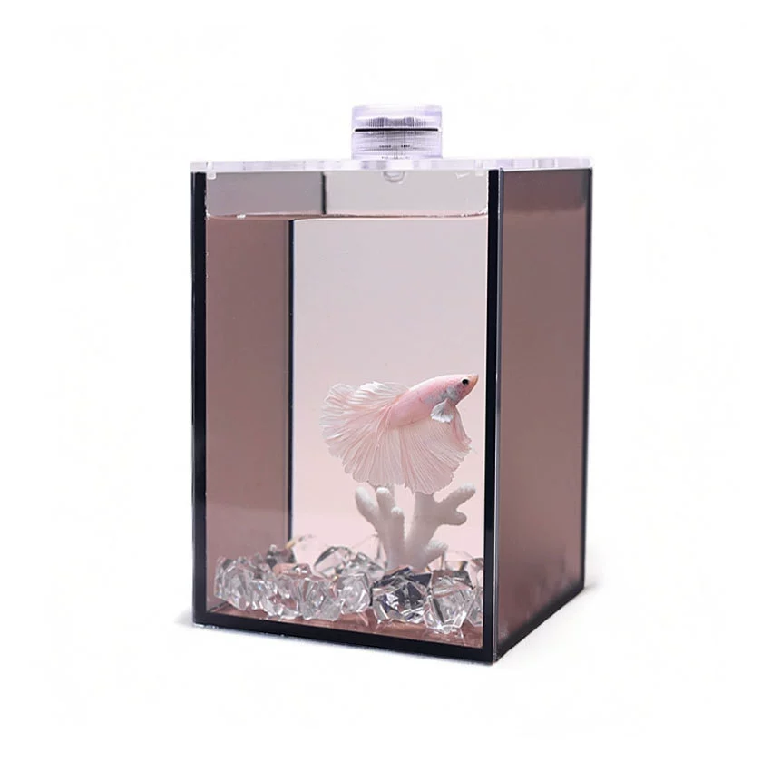 Аквариум ультра белый стекло черный фон аквариум маленький настольный аквариум красочная изолирующая коробка мини-аквариум