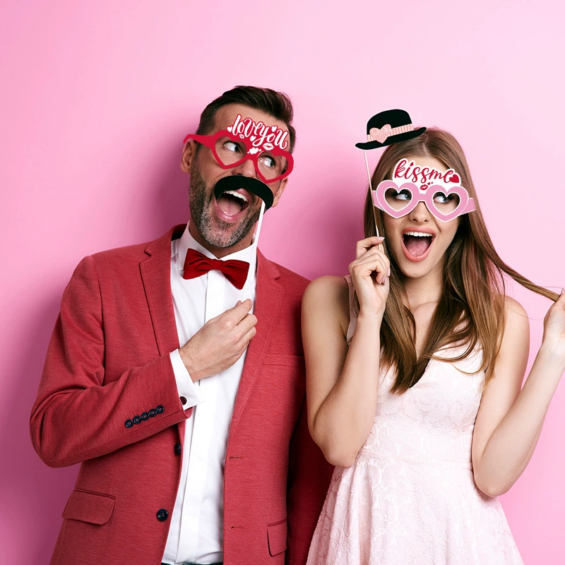 Love Valentine 'S DAY Paper Glasses фев Valentine's Day очки набор свадебный реквизит