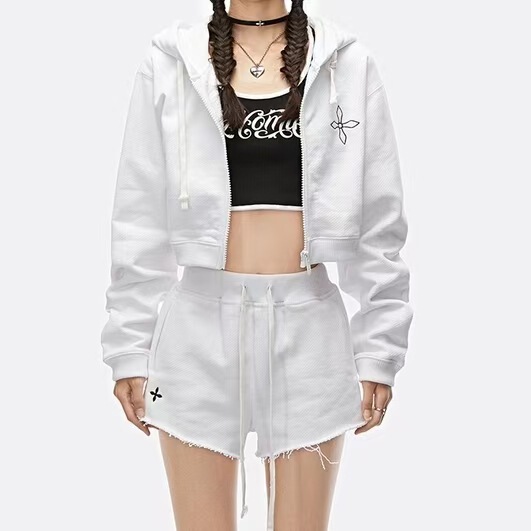 SMFK Flower of Night Jogging Sports suit Stars Same-style Hoodie Shorts Two-piece Set