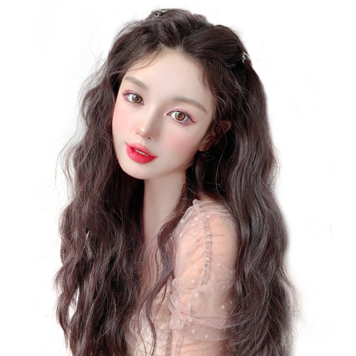 Water ripple wig three-piece natural invisible hair extensions fluffy natural wool long curly hair manufacturer wholesale