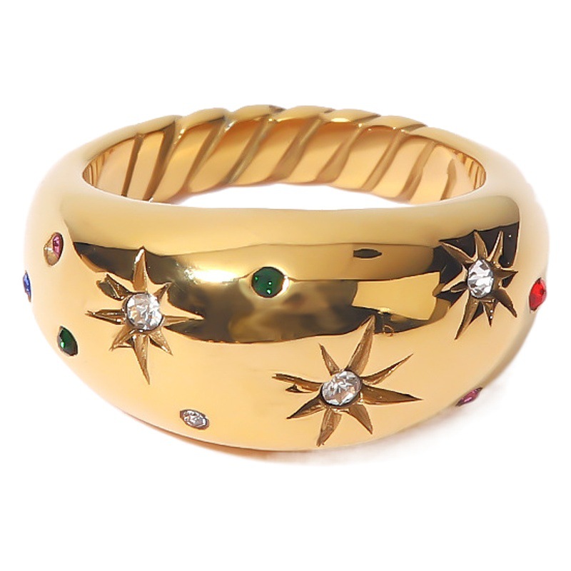 Estilo francés Luz de lujo de alta calidad retro moda estrella de seis puntas anillo de circón ins estilo frío joyería de moda para las mujeres