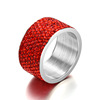 Ring stainless steel, accessory, European style, 12mm, diamond encrusted, wholesale