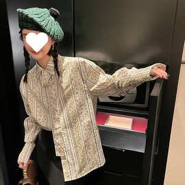 现货/ MONA法式复古别致长袖花衬衫上衣女设计感小众早春秋季新款