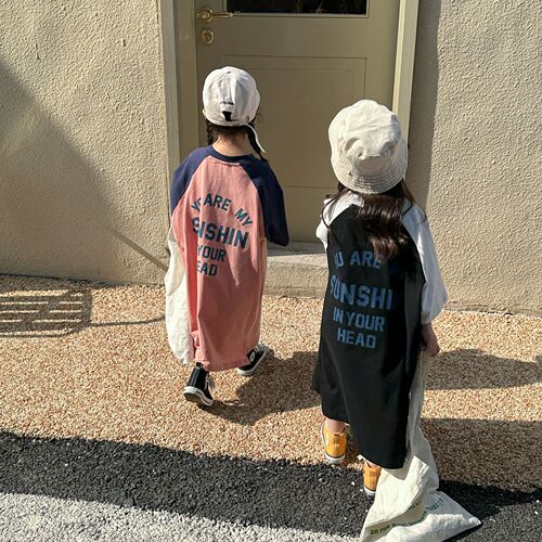 Girls dress Korean style pure cotton short-sleeved children's wear summer  new baby long letter T-shirt skirt