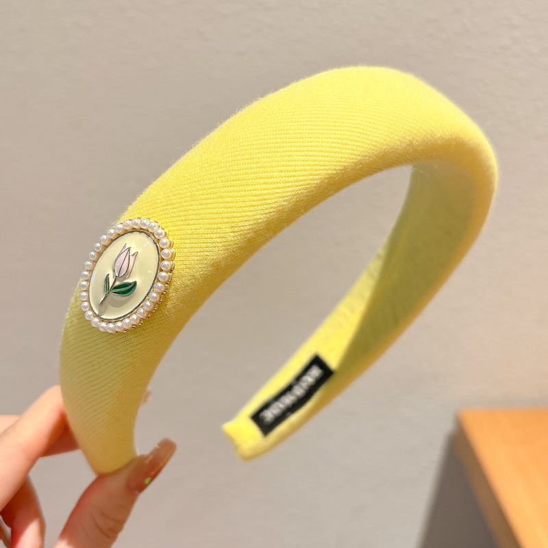 Diadema superior de cráneo alto para mujer 2025 nuevo estilo francés pequeño fragancia horquilla tocado temperamento ancho ancho diadema de presión lateral