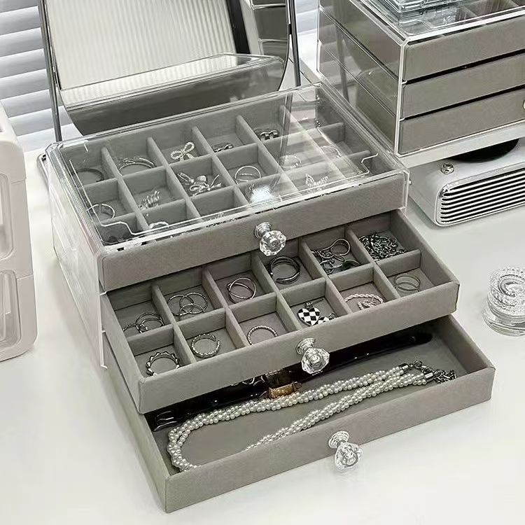 ジュエリー収納ケース高級洗練された新しい引き出し式ネックレスピアス多層大容量イヤリングアクセサリーケース|undefined