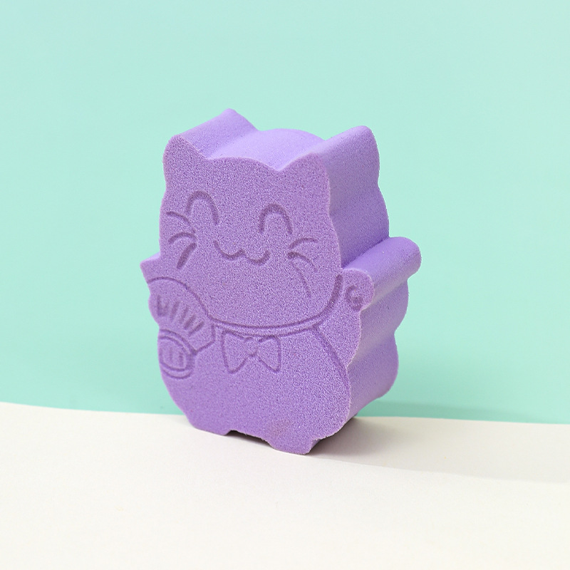 Customizado para atraer dinero gato polvo plano cojín de aire animado animal no comer polvo plano galletas de polvo húmedo doble uso huevo de maquillaje