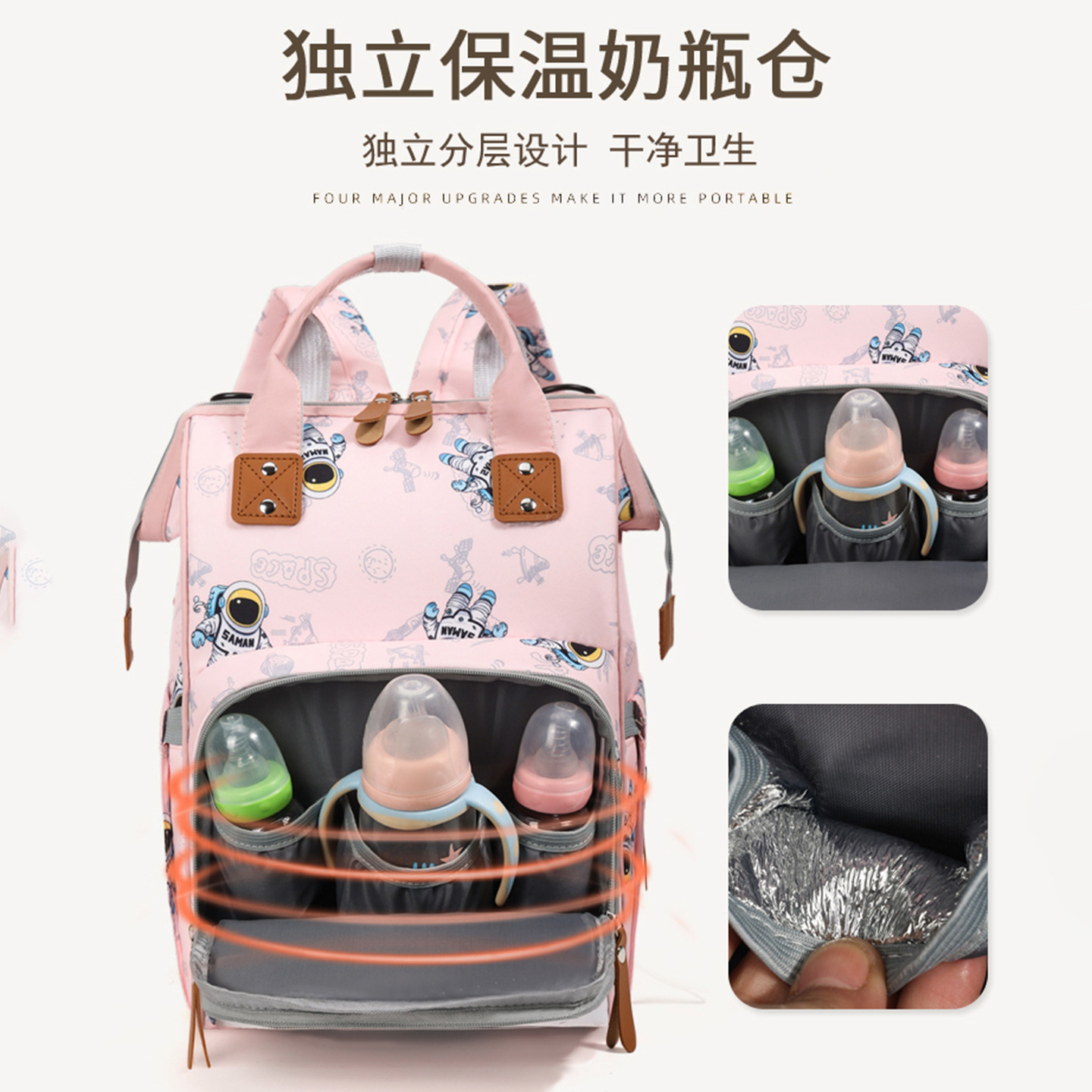 Bolsos de leche independientes, bolsas de almacenamiento multifuncionales, bolsas de bebé, bolsas de mano casuales de gran capacidad, bolsas para mamás, mochila de viaje