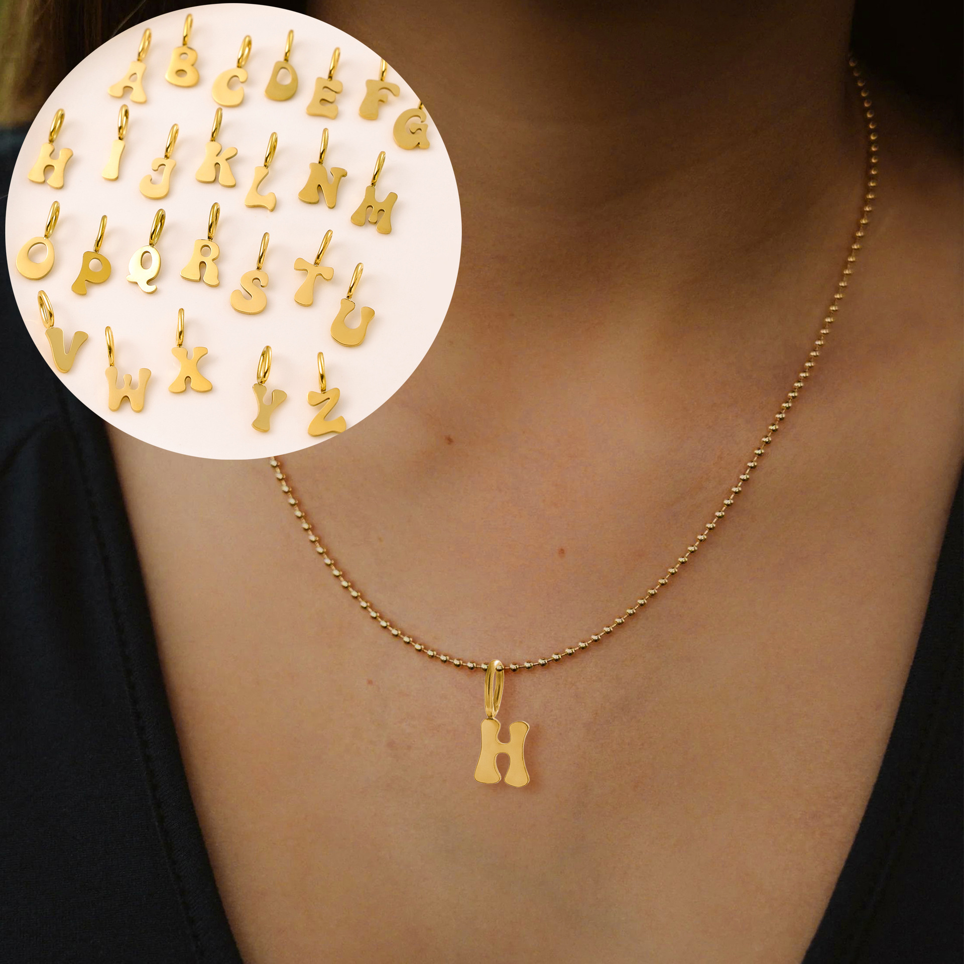2g Weight Pendant, Chain Jewelry Making Type DIY Jewelry Accessories Classification 1 Piece, 1 Set Quantity 304 Stainless Steel Material Letter Pattern Plating Design Simple Style, Classic Style Style 1 Piece 1 Set 304 Stainless Steel Letter Pendant Chain 无